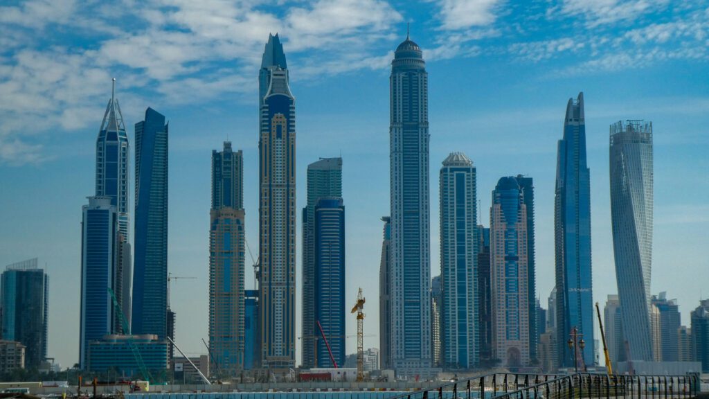 Dubai financial district skyline, a global offshore banking hub for entrepreneurs and investors and one of the best spots to open an offshore bank account online