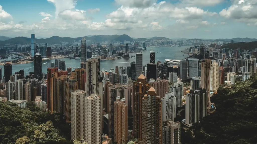 Hong Kong financial district skyline, frequently associated with international business and holding company structures.